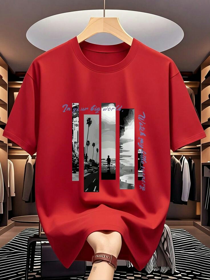 Half sleeve red t shirt for washible print