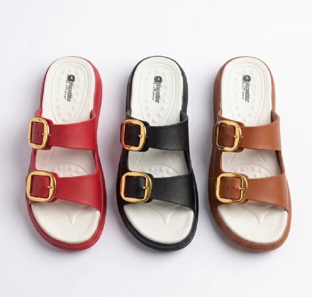 Ladies EVA Soft Rubber Slippers For Women Stylish Comfortable House Sandals With Adjustable Buckle Design Lightweight Waterproof Non Slip Sole Daily Wear Indoor Outdoor Casual Footwear For Girls And Women