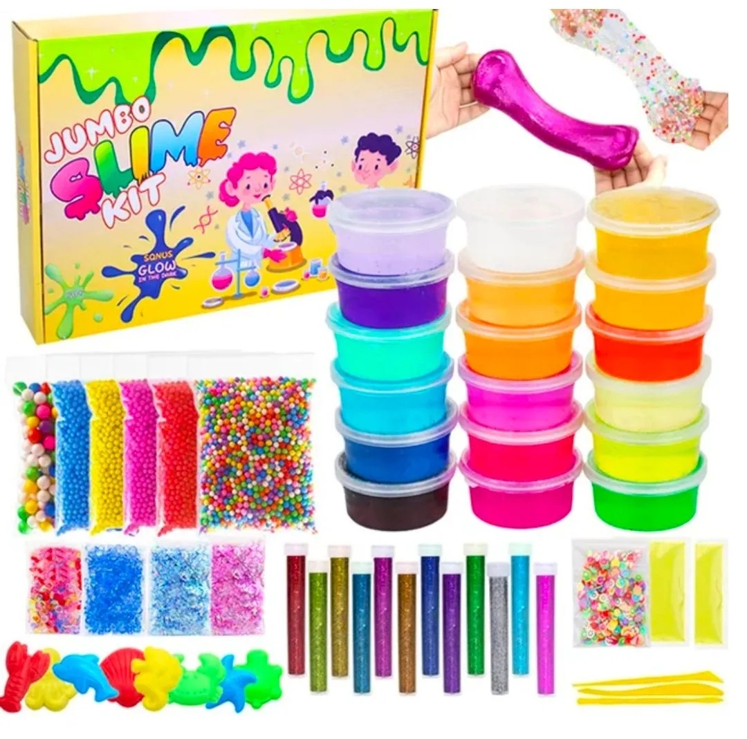 12 Slime pack & 6 Glitter bottle & Orbeez ball and Water Baloons / 1 Clay mitti pcs : 10 stick icecream Kids Learning Toys Box Not Included
