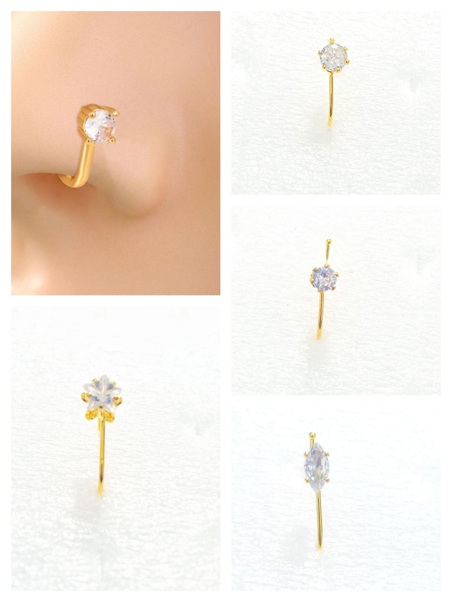 Pakistani Basic Nose Stud 1PC Nose Ring, NON Piercing Nosering