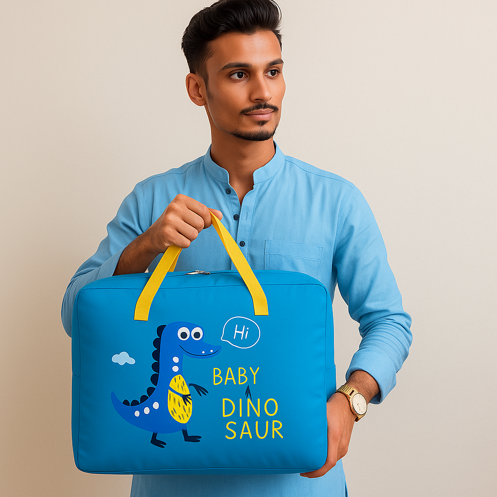 Baby Dinosaur Storage Bag for Kids – Large Capacity Travel Organizer with Zipper – Lightweight & Foldable – Cute Cartoon Design