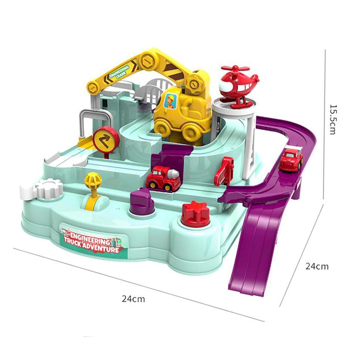 Racing Rail Car Model Adventure Racing Rail Track Car Inertia Slide Vehicle Toy Brain Table Game Gift Mounted Model Building (Color : Blue)