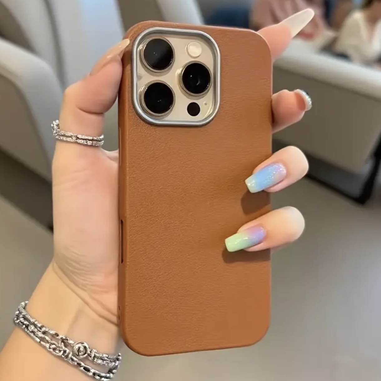 Luxury Leather Case With Camera Lens Protection Technology