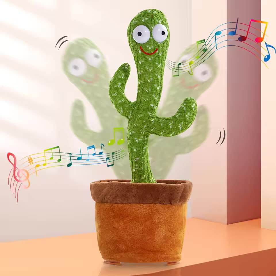 Rechargeable Dancing Cactus Toy with Songs Plush Funny Electronic Singing Dancing Cactus Shaking Cactus Lightning, Wriggle Twisting Cactus Cute Plush Toy Education Toy for Children Playing Birthday Gift and Home Decoration Kids Toy