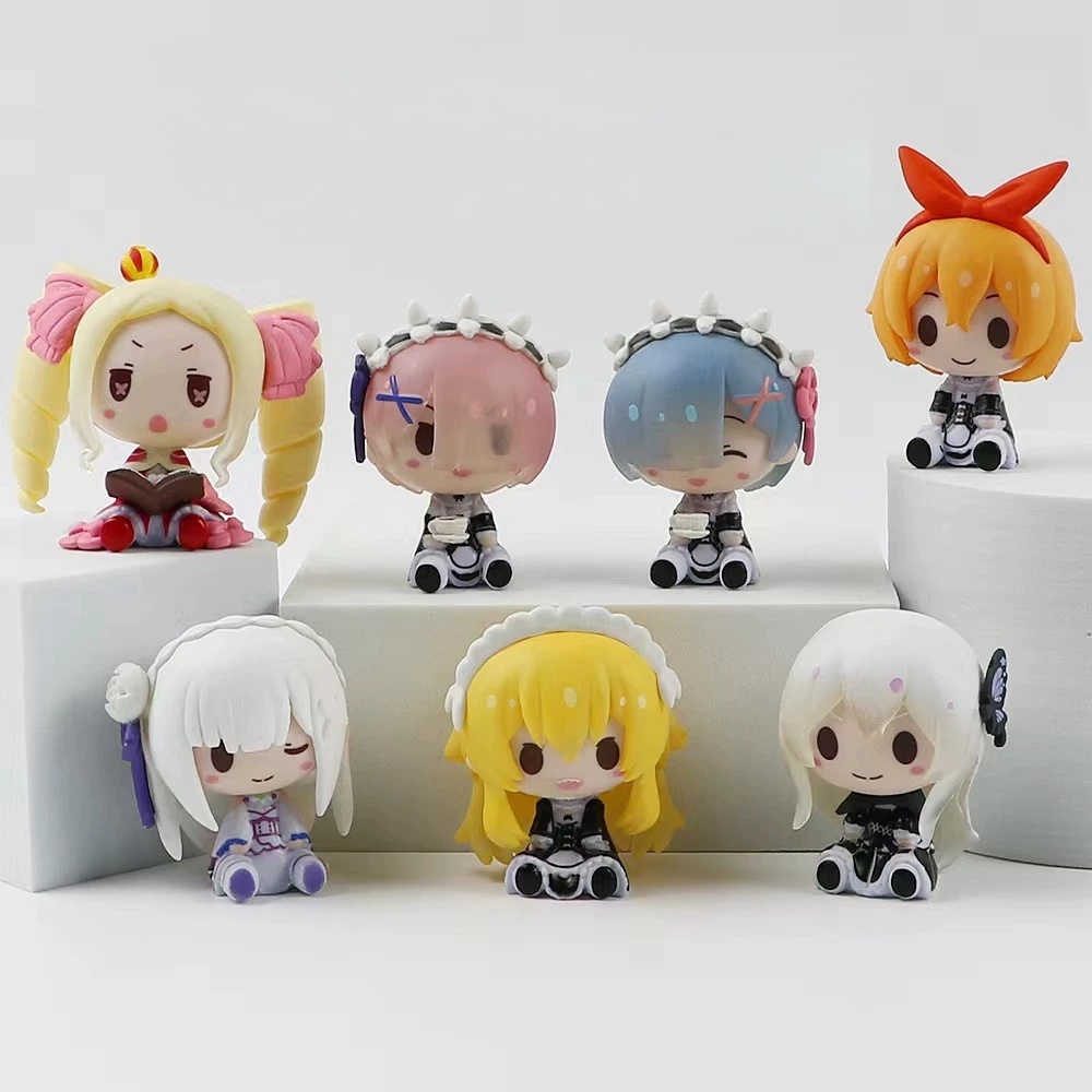 1inch Cute Re Zero Figure Emilia Ram Statues Kawaii Re:Zero Action Figurine Doll Desk Decor Decoration Home Ornament Toy 