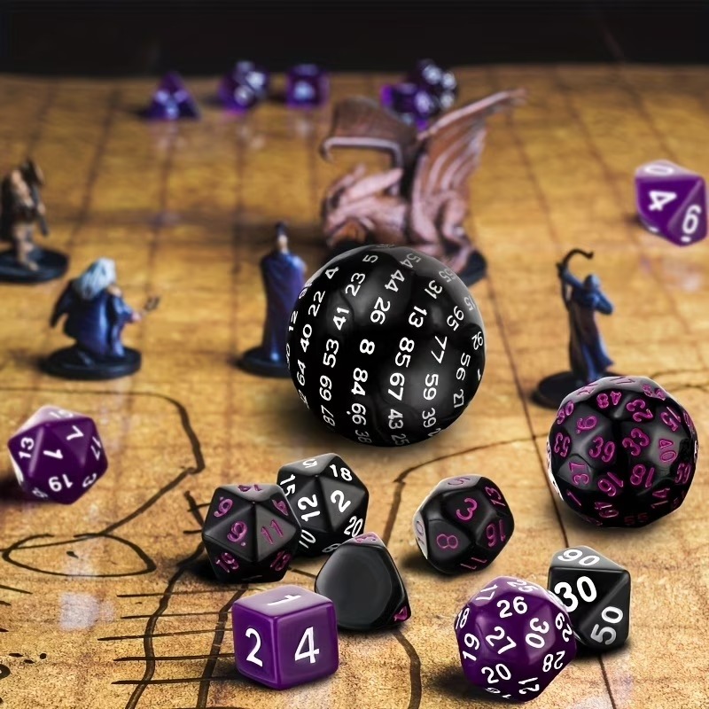 DND Polyhedron D3-D100 Dice Set (15 Pieces) for Roleplaying Tabletop Game with Drawstring Pouch