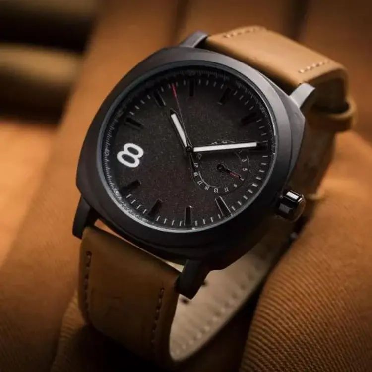 Brown Leather Analog Wrist Watch For Men