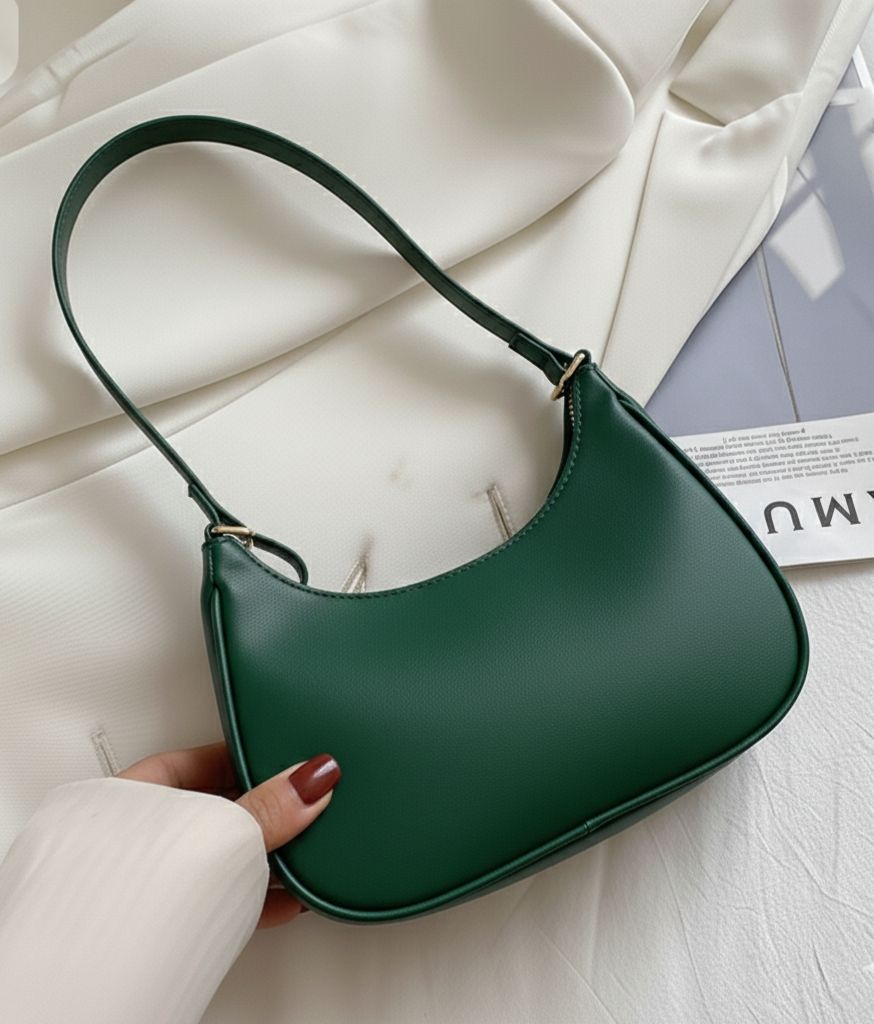 Korean Style Solid Multicolor Color Shoulder Bag for Women | Elegant Underarm Hobo Clutch | Casual Trendy Crescent Purse For Women