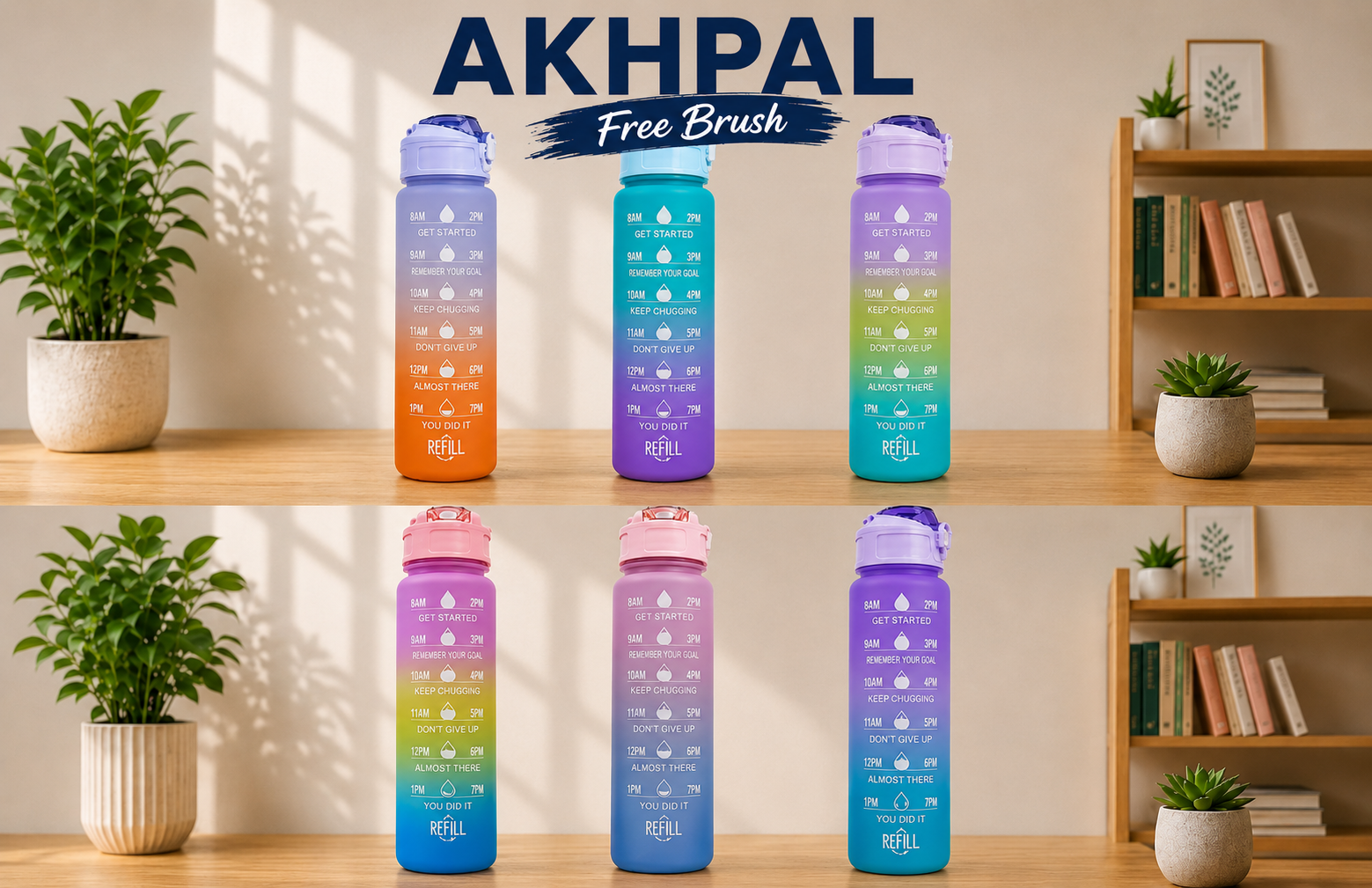 Motivational Water Bottle Leakproof Inspirational Quotes Stay Hydrated & Motivated Throughout Your Day Perfect for Fitness & Daily Use (Multicolor)