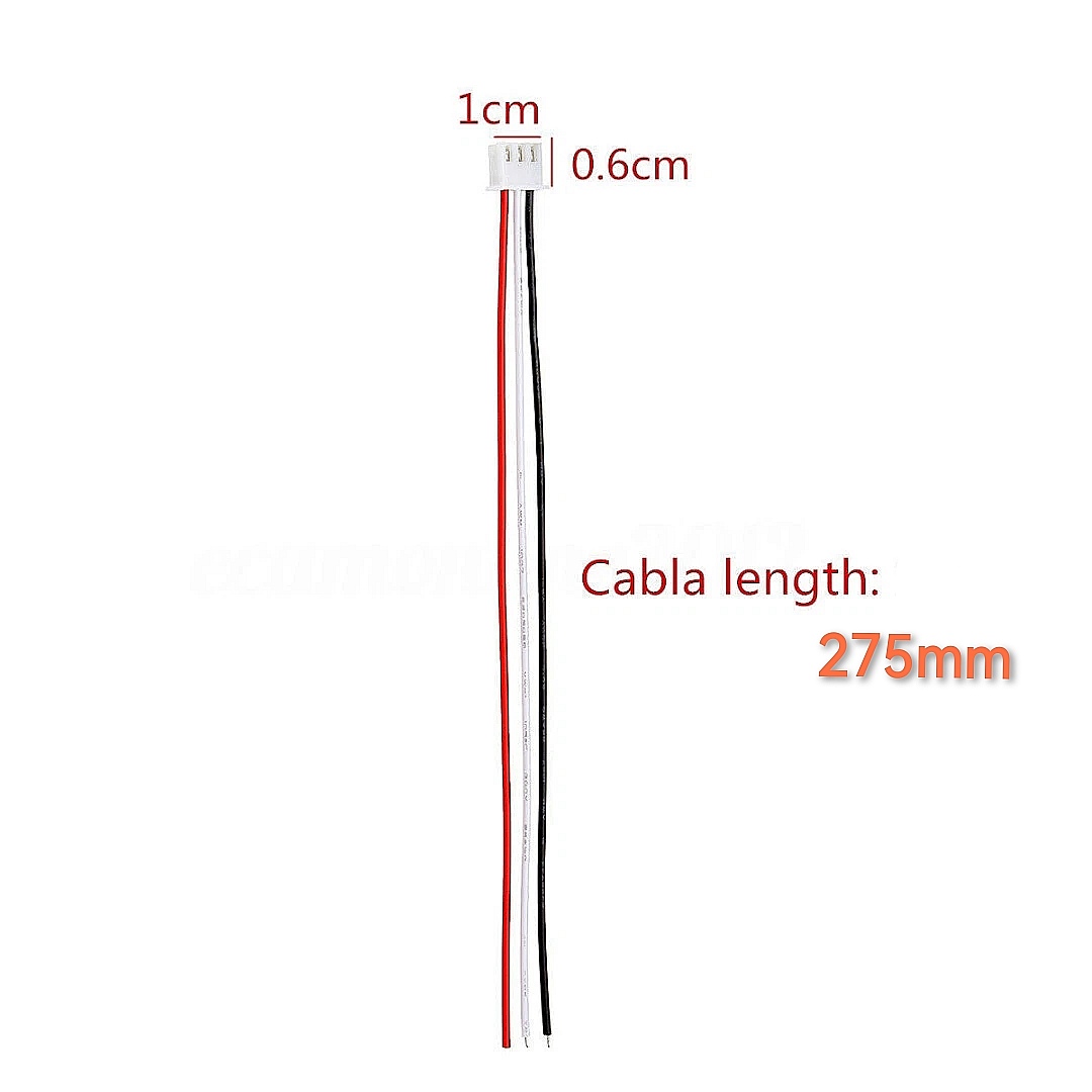 5 Sets Mini Micro JST XH2.54mm
 3-Pin Connector Plug 
With Wire Cable Cord 275mm