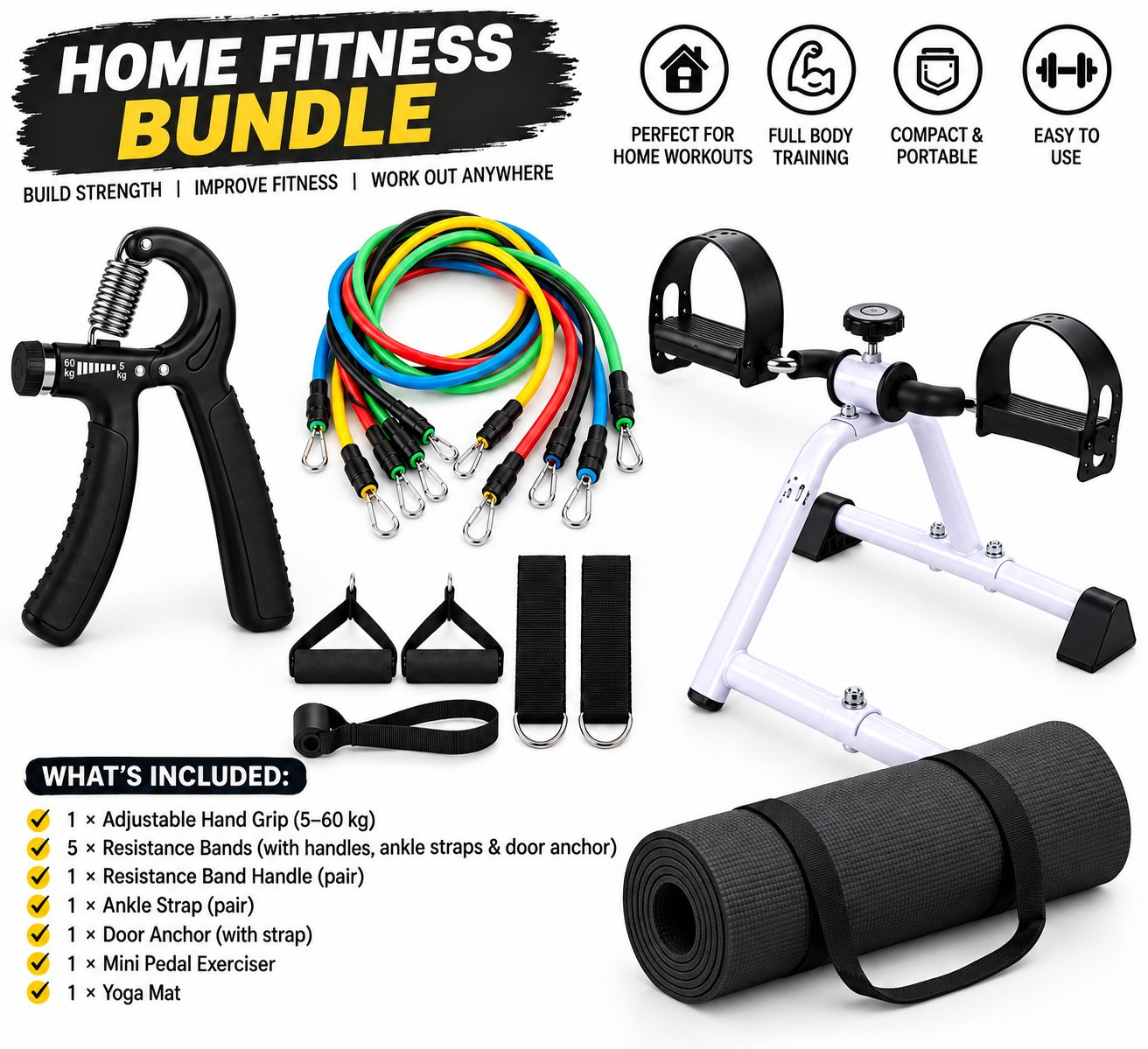 Exercise Cycle  Portable Pedal Exerciser  Digital Display Monitor  Arm & Leg Workout Machine  Compact Fitness Equipment for Home, Office & Physical Therapy  Adjustable Resistance  Low Impact Exercise Bike