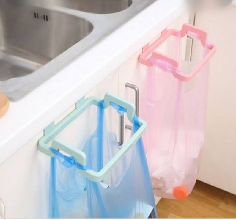 Kanggest Kitchen Cupboard Cabinet Material plastico Tailgate Stand Storage Garbage Bag Holder,Hanging Bags Trash Rack 