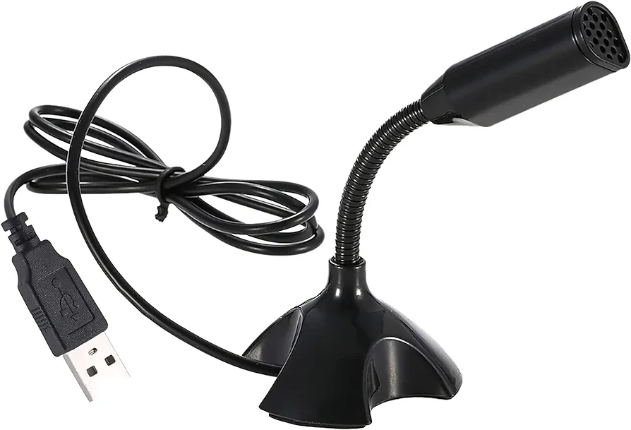 Mini USB Microphone for Desktop Computer and Laptop,Portable USB Condenser Mic With Adjustable Stand,Compatible with PC/Mac,Plug & Play,Ideal for Meeting,Online Class,Games,Remote work(Blac