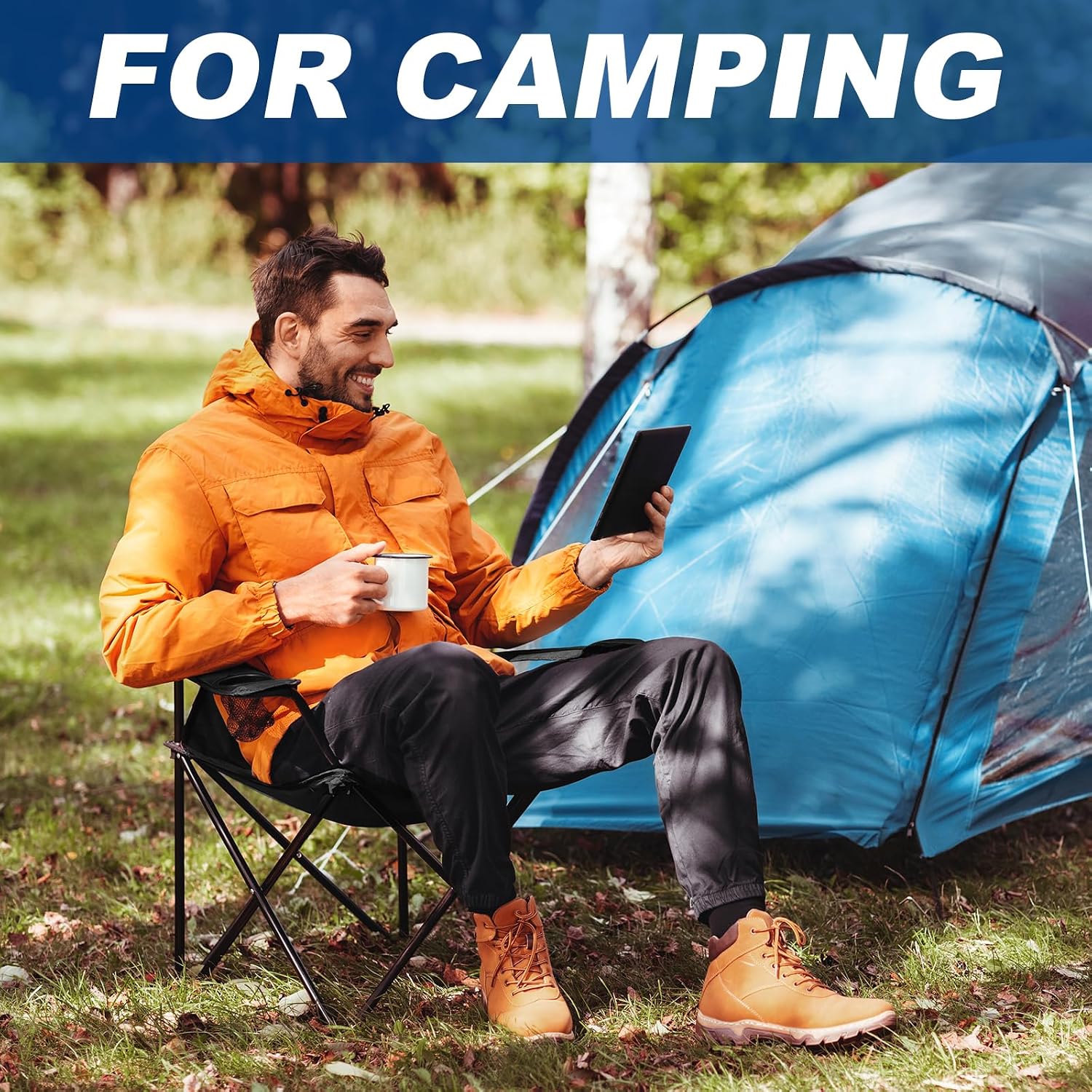 Portable Folding Camping Chair Lightweight Outdoor Foldable Chair with Carry Bag – Heavy Duty Fishing Chair for Camping, Hiking, Picnic, BBQ, Beach, Garden & Travel – Strong Steel Frame, Compact & Easy to Carry