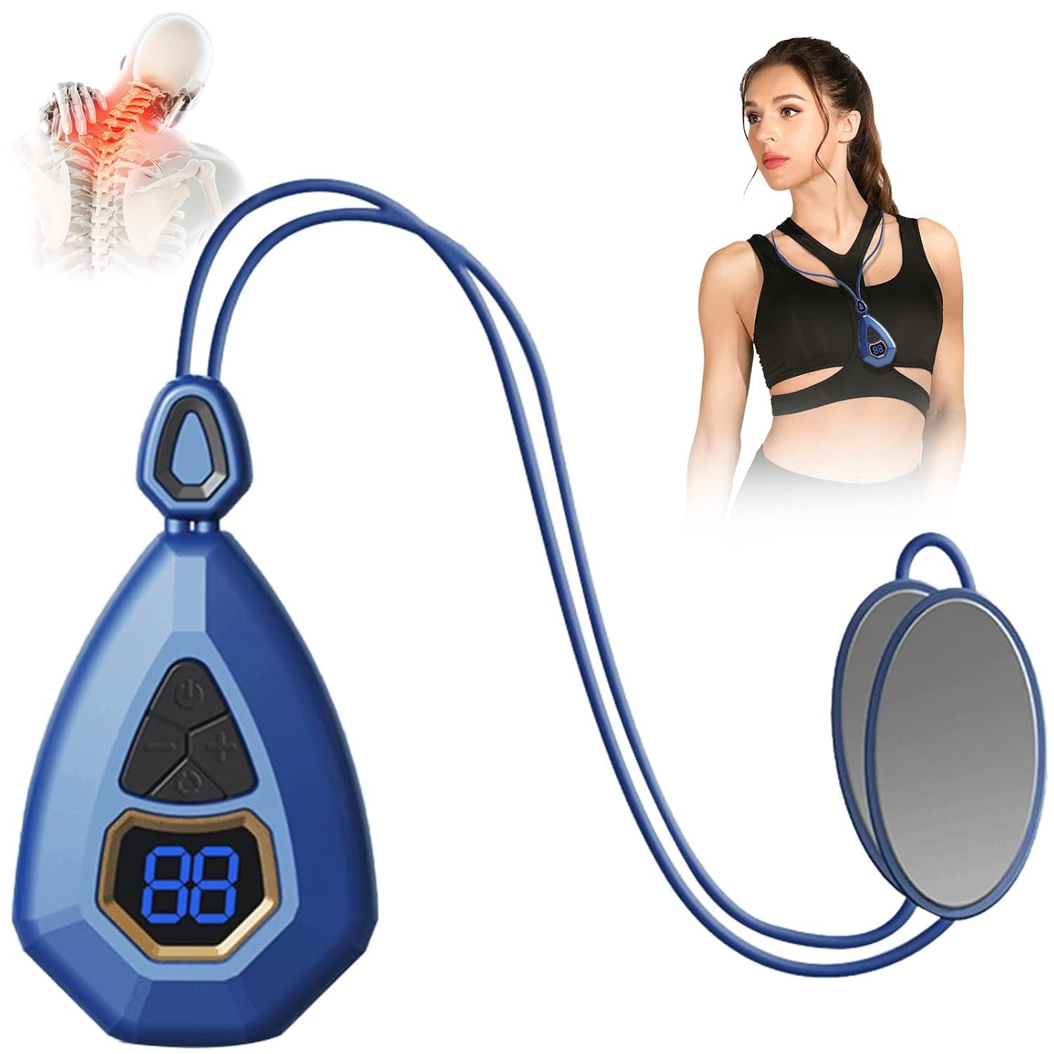 Excefore EMS Neck Massager | Portable Electric Neck Massage Device with 15 Intensity Levels | EMS Acupoint Massage & Relaxation Tool for Neck | Blue
