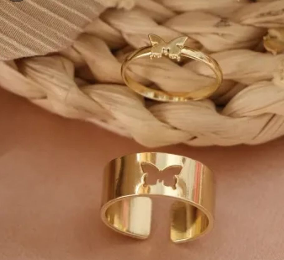 Trendy Vintage Butterfly Rings For Women Men Lover Couple Rings Set Friendship Engagement Wedding Open Rings Jewelry