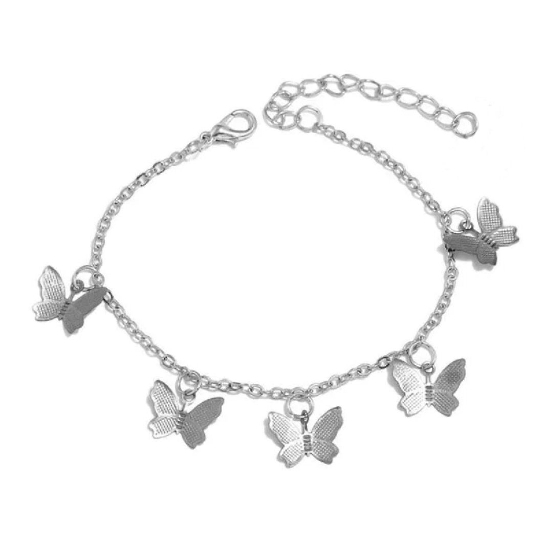 Butterfly Charm Anklet 1 Piece. (Silver)