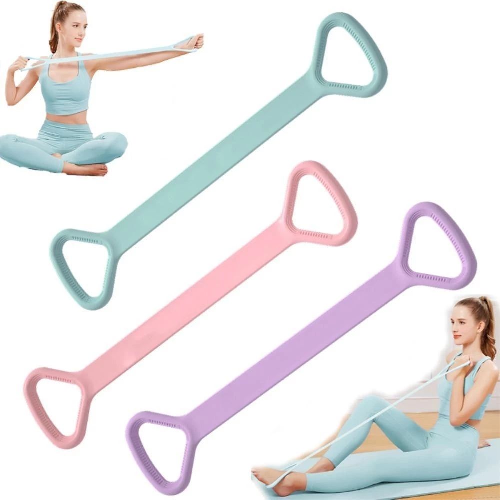 1 PC Figure 8 Exercise Resistance Band, Natural Latex Elastic Fitness Resistance Band Non-slip Handle, Chest Expander Shoulder Arm Strength Training Yoga Stretching Strap Physical Rehab Belt