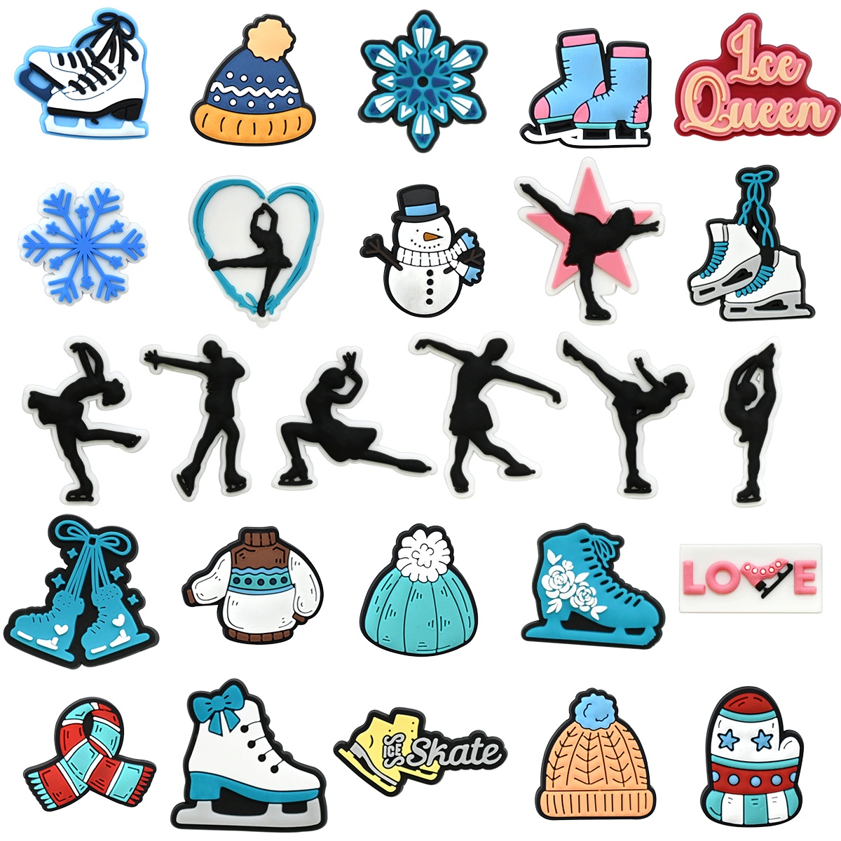 26Pcs Ice Skating Shoe Charms, PVC Sports Decorations Charms for Shoes, Sandals, Bags,  for Birthday, Holiday, Party