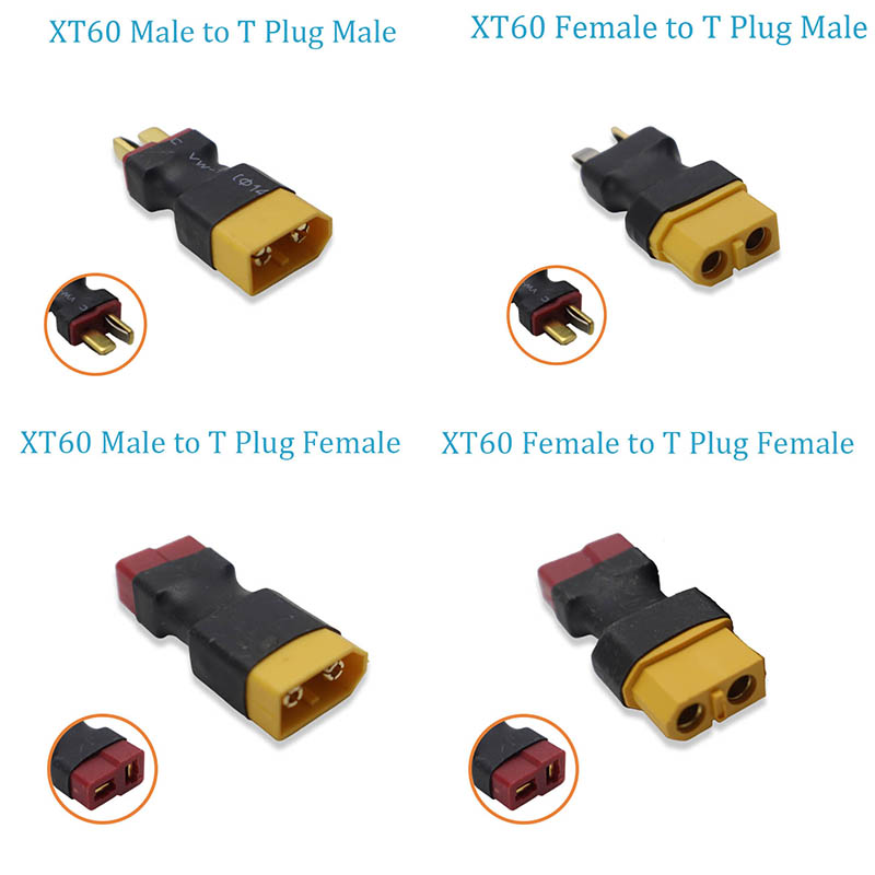 T Female Plug to XT60 Female / XT60 Male Plug to Dean T Male  Adapter For RC Helicopter Quadcopter LiPo Battery Plug Connector