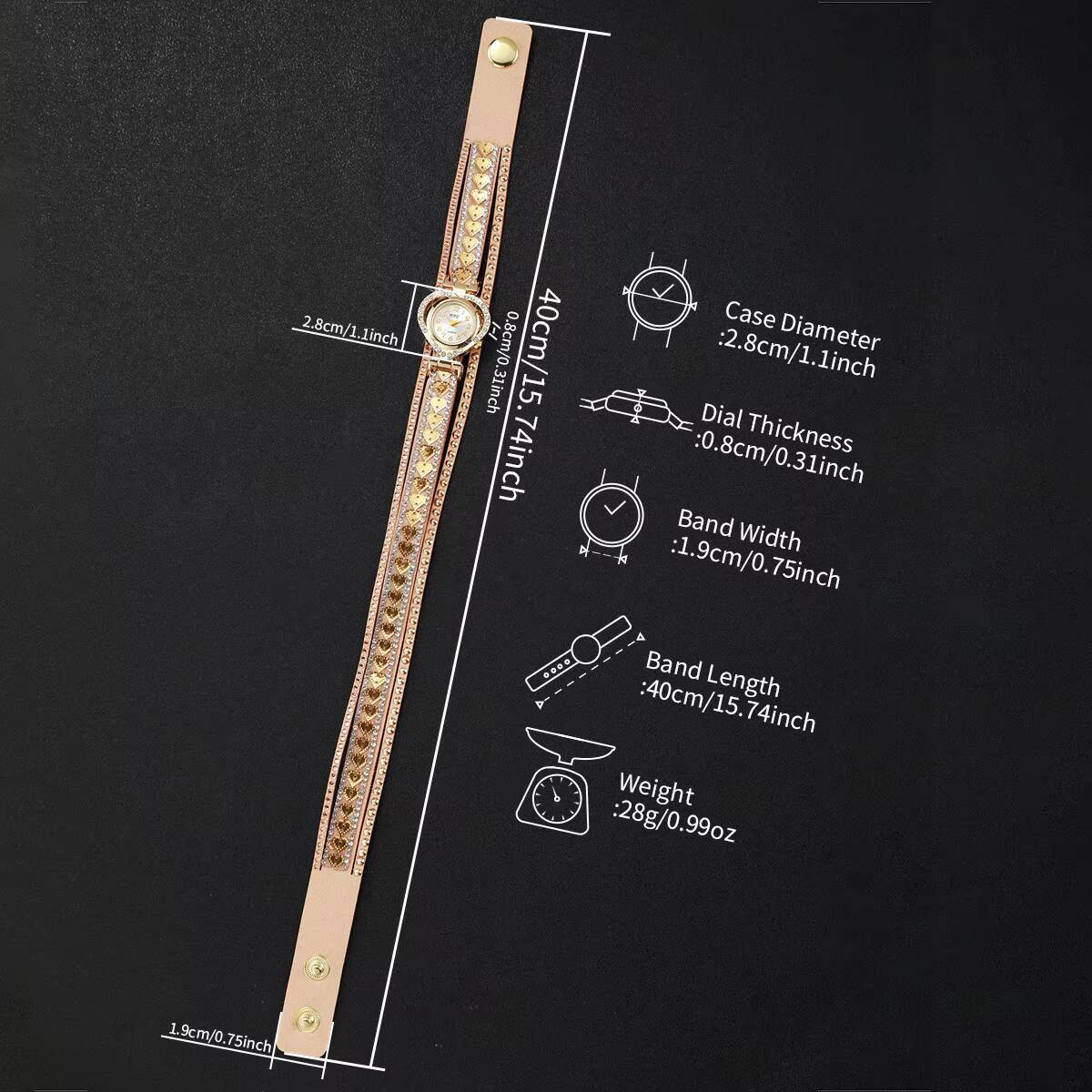Fashion Rhinestone Heart Dial Women Watches Long Leather Strap Bracelet Wristwatch Reloj Mujer Girls Clock
