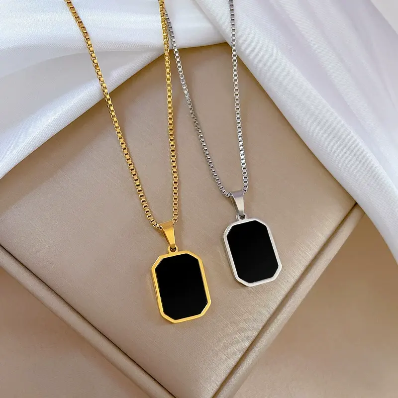 Men’s Stylish Black Pendant Necklace – Gold & Silver Premium Chain

Modern Black Rectangle Pendant for Men – Stainless Steel Chain