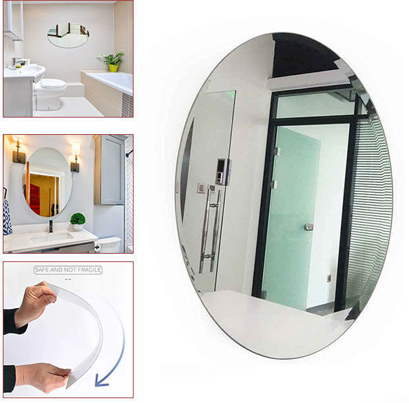 Wall Mirror Sticker Oval Shap Flexible Self Adhesive Non-Glass Mirror Sticker, Mirror Wall Sheet
