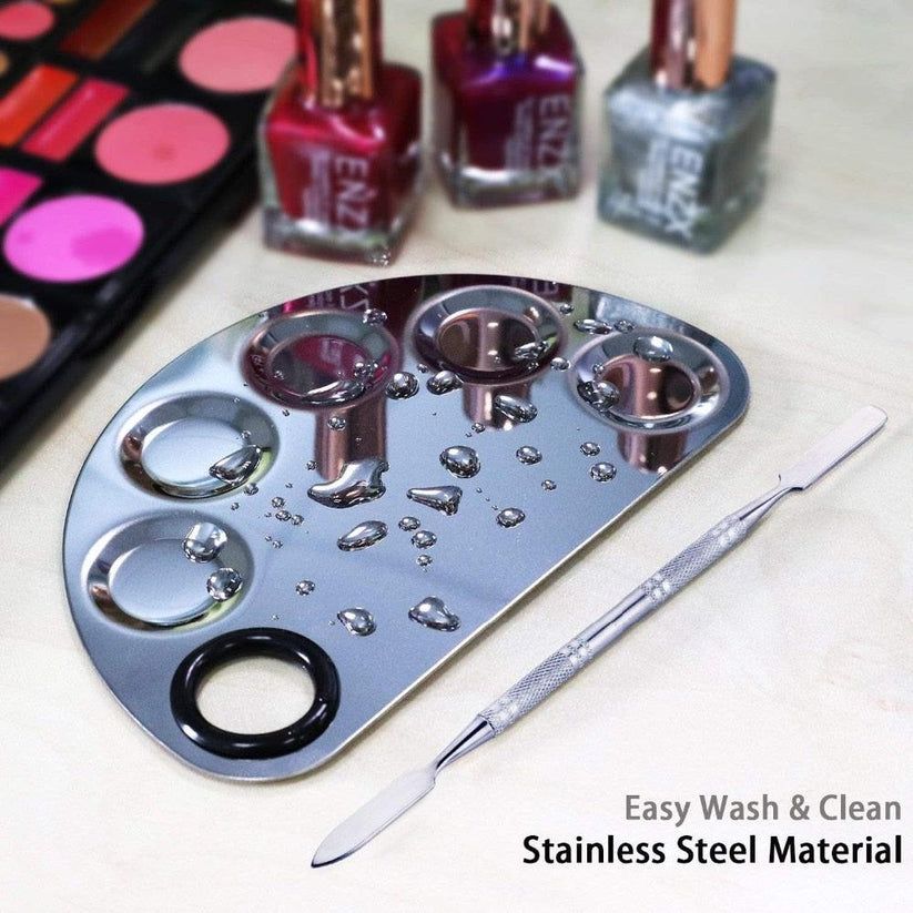 Cosmetic Face Makeup Palette Spatula Transparent Foundation Mixing Maka Up Tools Stainless steel material Hands Free Nail Stamping Plates Make Up Accessories For Beauty