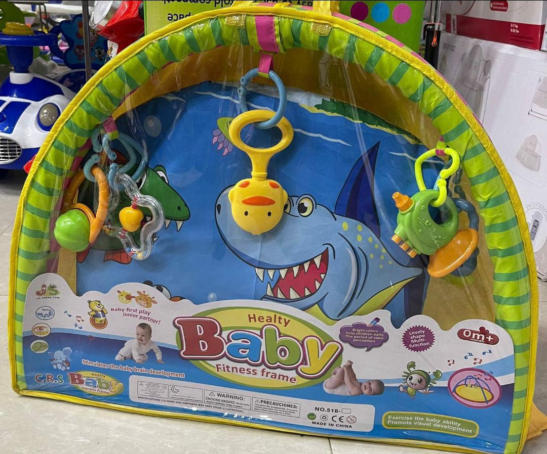 Interactive Baby Play Gym Mat Hanging Toys & Rattles for Infant Fun