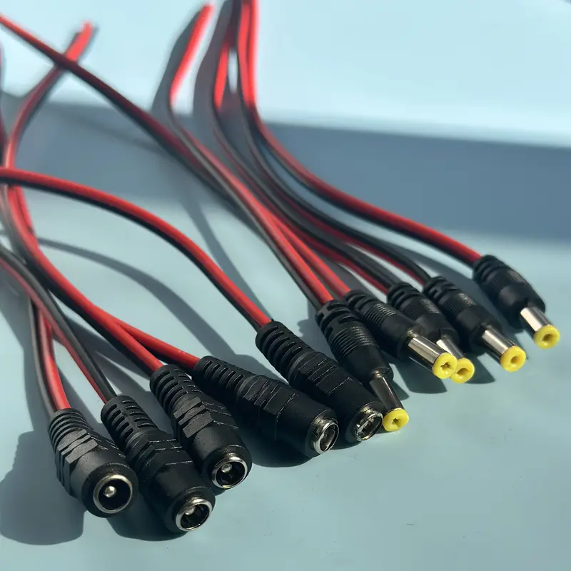 5 Pairs DC Power Plug and Socket Cable (5 Pcs Plug 5 Pcs Socket) 2.1mm X 5.5mm Jack Cable Wire Line Adapter Male Female DC Pigtail Connectors For CCTV Security Camera , Router and DIY project