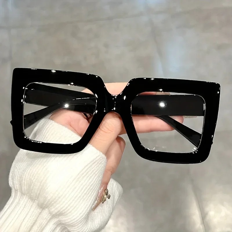 Large Frame Clear Lens Classic Glasses Trendy Square Computer Eyeglass Decorative Eyeglasses Spectacles for Women Men