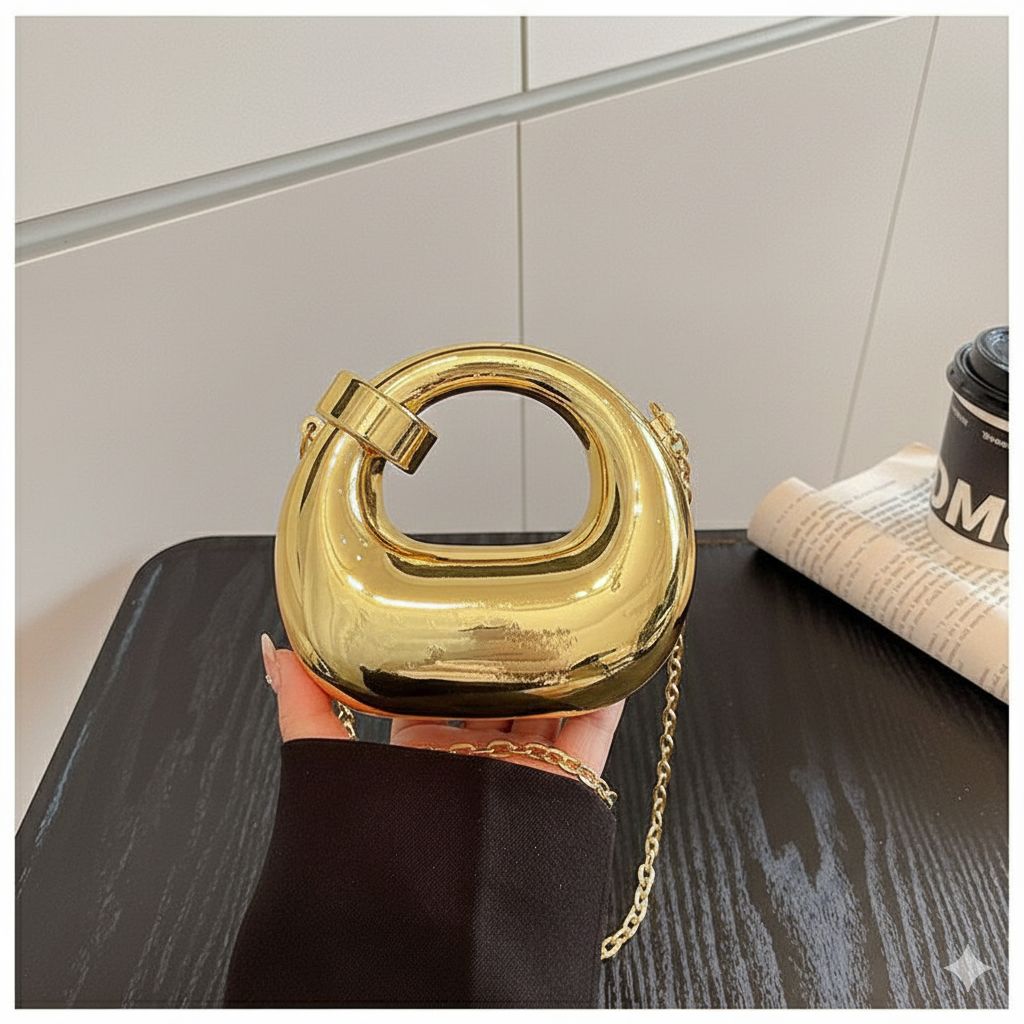 Trendy Acrylic Moon Shaped Base Box Mini Clutch for Girls | Luxury Oval Bow, Heart, Shell, Flower Shape Evening Handbag | Eid Festival, Party, Wedding & Formal Fashion Bag(Perfect Gift For Her)