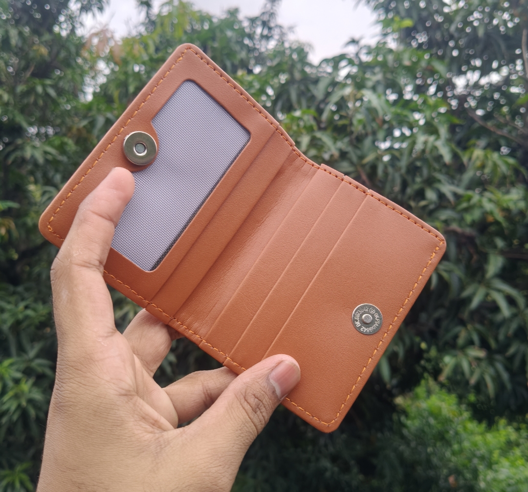 Genuine Leather Wallet for Men – 5 Compartments, Card Holder, Cash Organizer, Secure Button Closure
