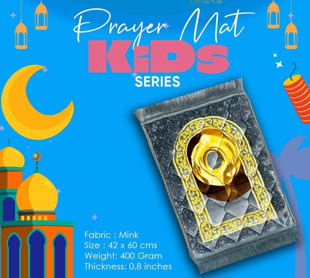 Soft Velvet Kids Prayer Mat 40x60 cm Polyester Embossed Janamaz Rug