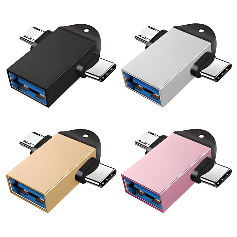 OTG 2 In 1 Type-C Micro USB 3.0 OTG Adapter Connector Converter for  Android Phones Tablet U Disk Card Reader USB with Key Chain