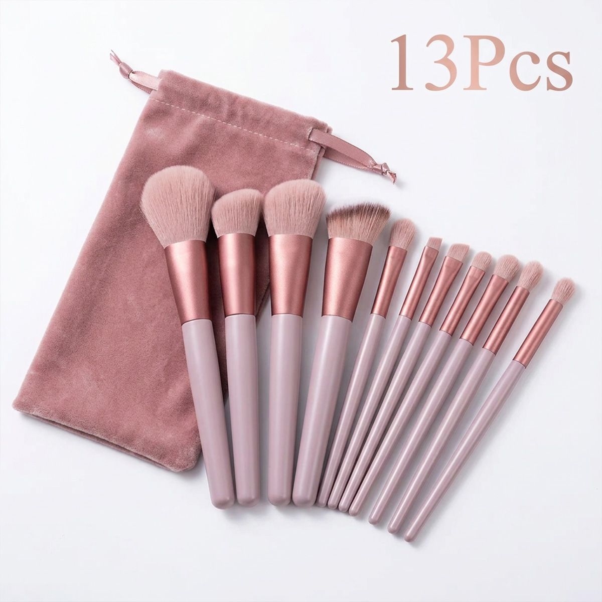 Julystar 13Pcs Makeup Brush Set Soft hair Loose Powder Eyeshadow Concealer Contour Eyeliner brush Foundation Beauty