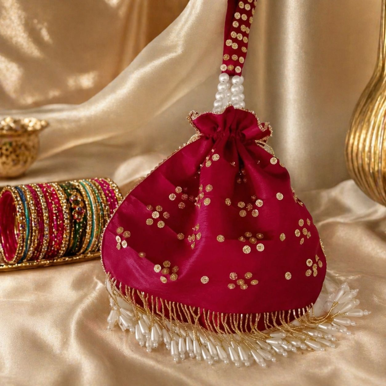 Fancy Embroidered clutch/Potli bag for Wedding,Parties traditional Potli gol bag handmade gotta work