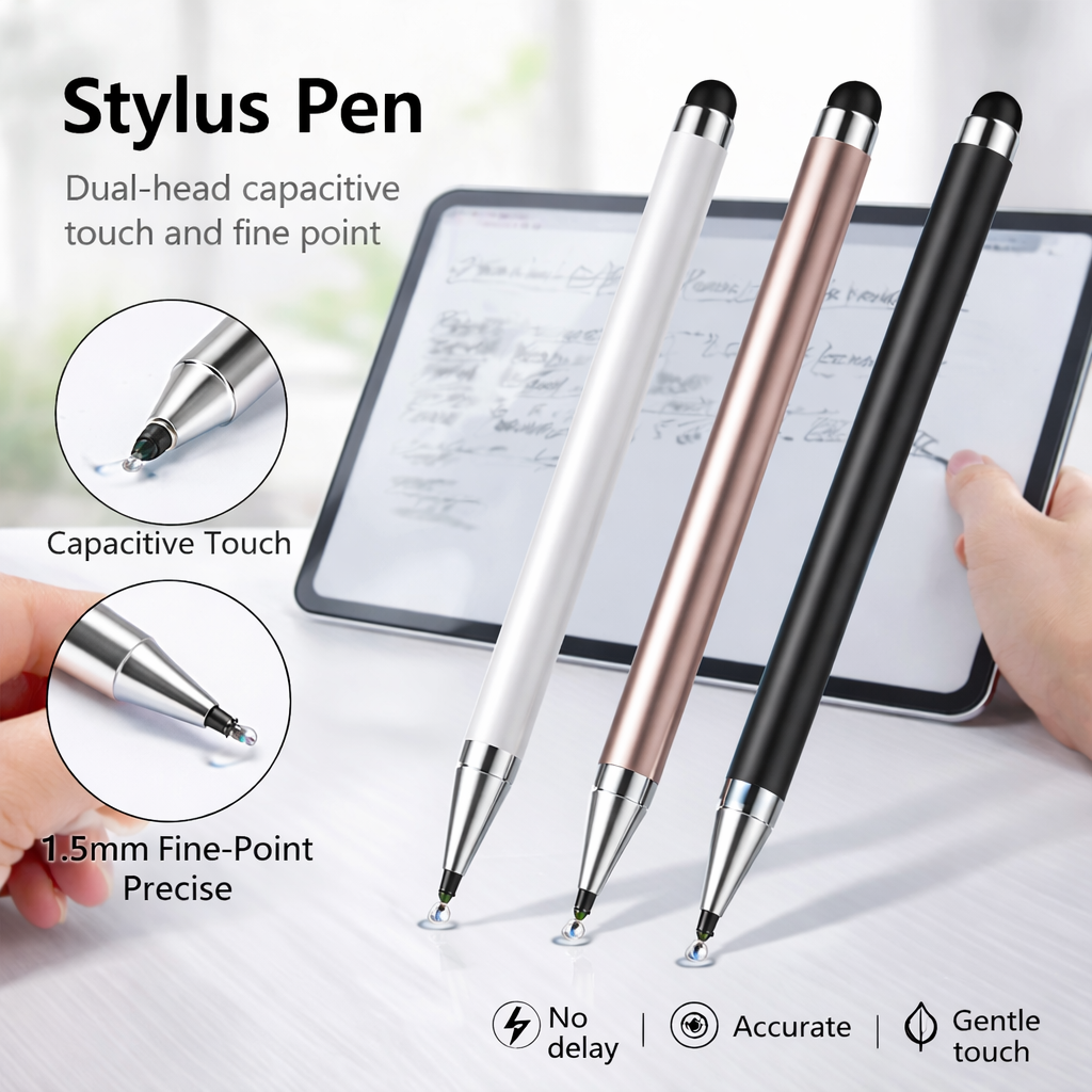 2 in 1 Stylus Pen Touch Screen Pen Universal for Mobile & Tablet | Stylus Pen for Android | Touch Pen High Precision Drawing Writing | Capacitive Stylus Pen Dual Tip Mobile Touch Pen No Charging