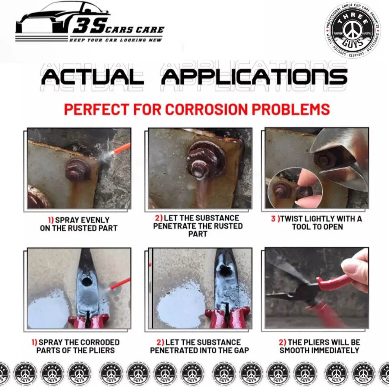 THREE GUYS Anti-Rust Lubricant Spray | Penetrating Oil, Rust Remover & Multi-Purpose De-Rust Spray | German Engineered