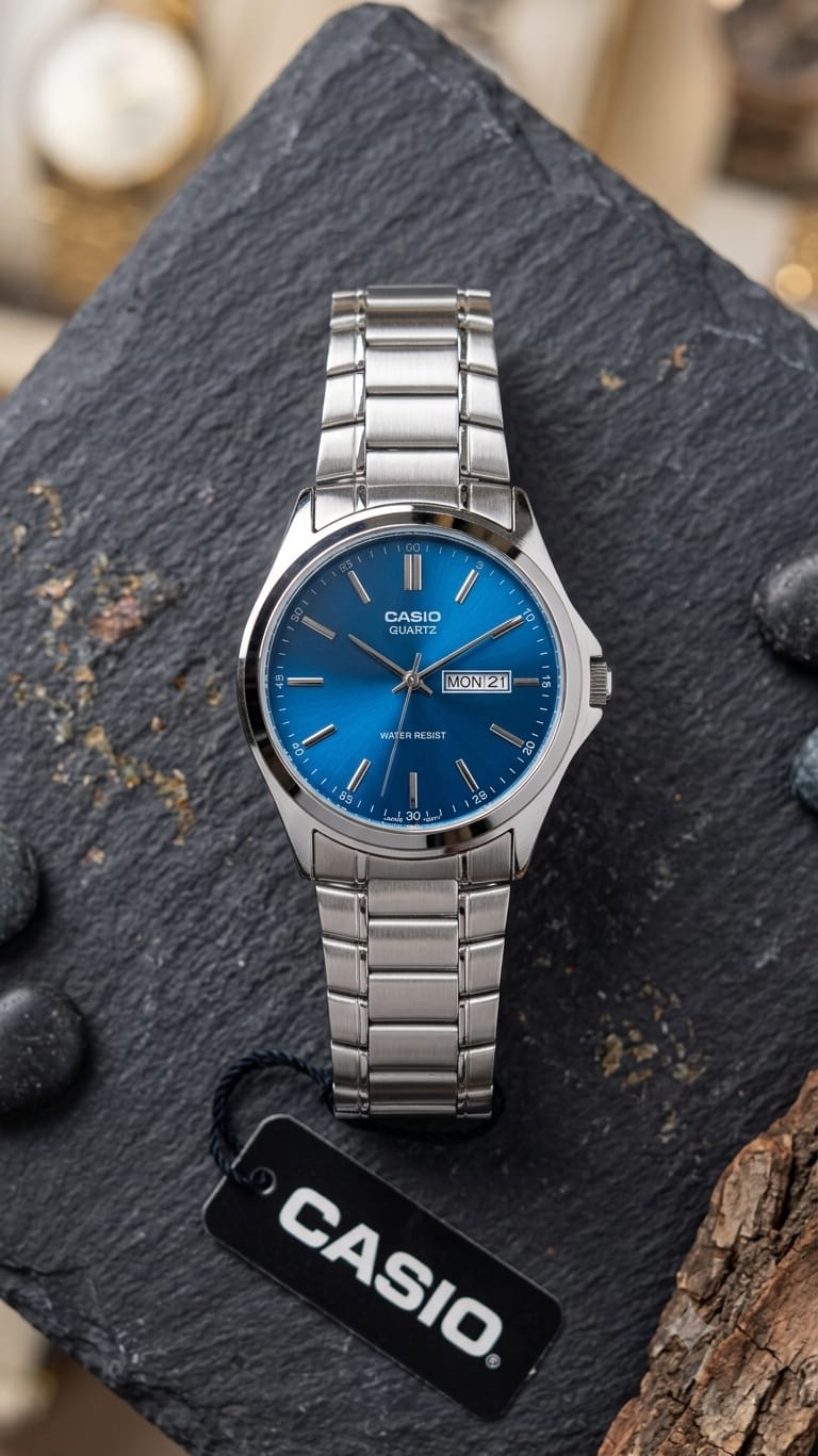 original  Casio watch full stillness steel watch and date din kae sath and Free box 🎁☑️ beautiful and sweet watch