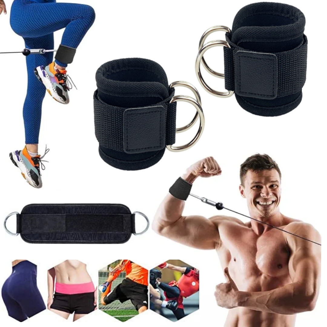Arabest Ankle Straps for Cable Machines - Double D-Ring Adjustable and Breathable Leg Straps, Pair Ankle Cuffs for Women and Men, Gym Straps for Legs, Glutes, Abs and Hip Workouts