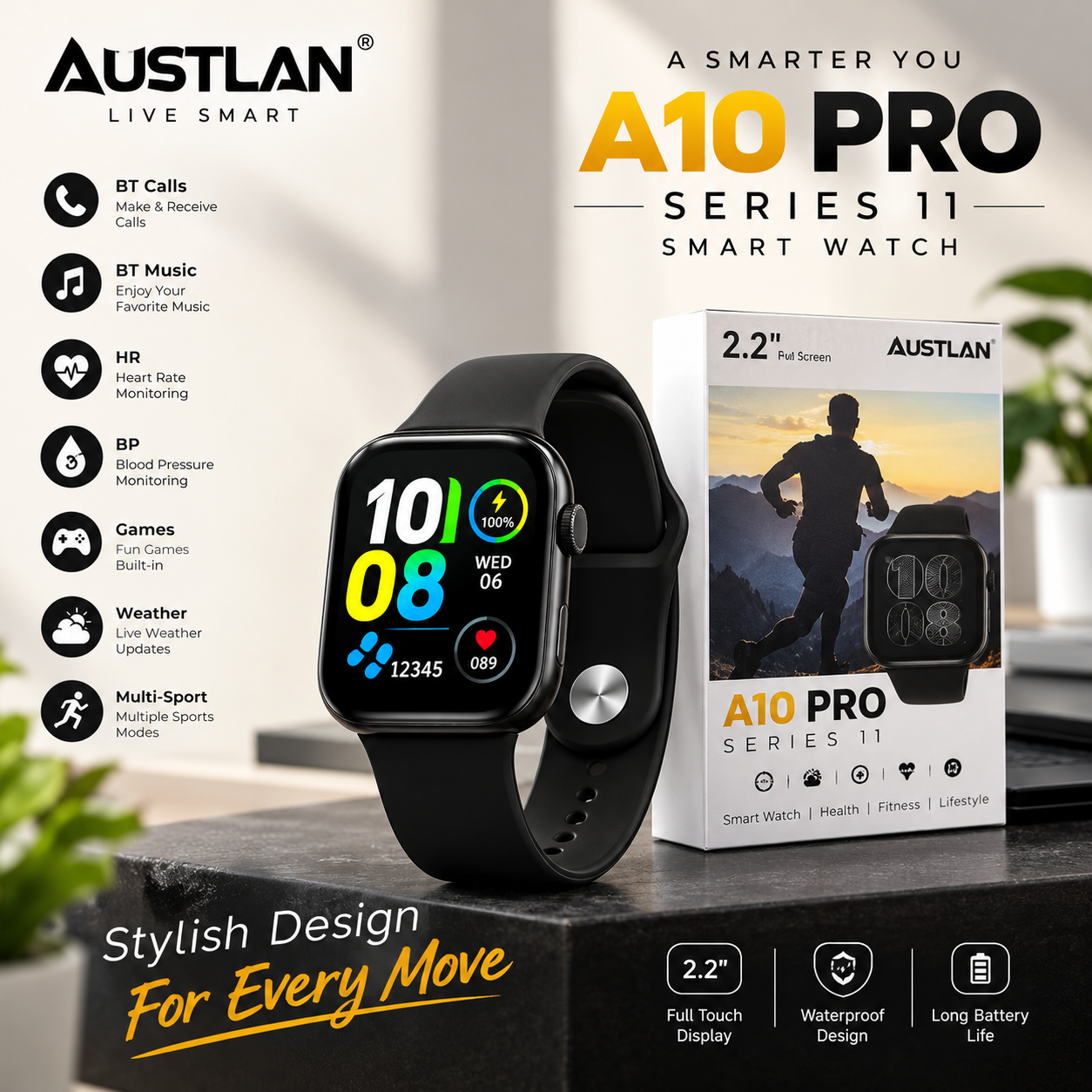 Product Name:
Austlan AI Pro Series 2.2" Full Screen Smart Watch