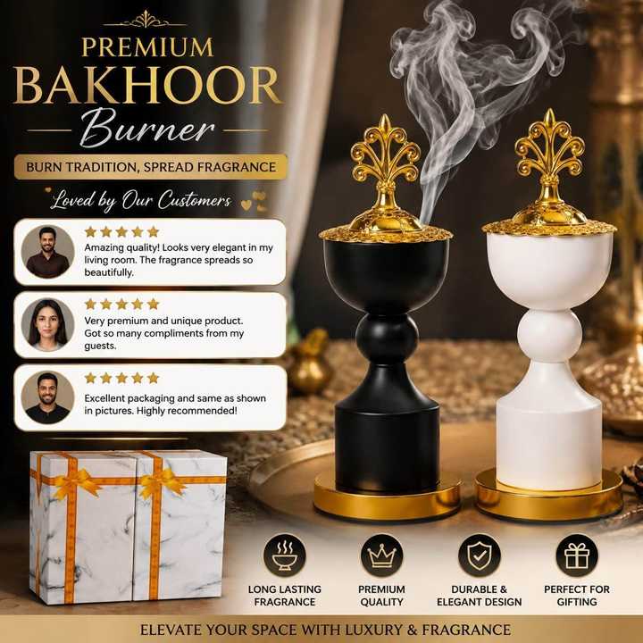 Premium Bakhoor Burner Without Fragrance | Decorative Incense Burner | Arabic Bakhoor Holder | Gift Box Packing | Home Decor