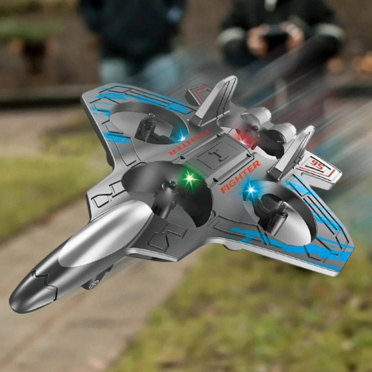 Fighter Jet RC Drone with LED Lights – 2.4GHz Remote Control QuadCopter Plane | Rechargeable Foam Aircraft Toy for Kids & Adults