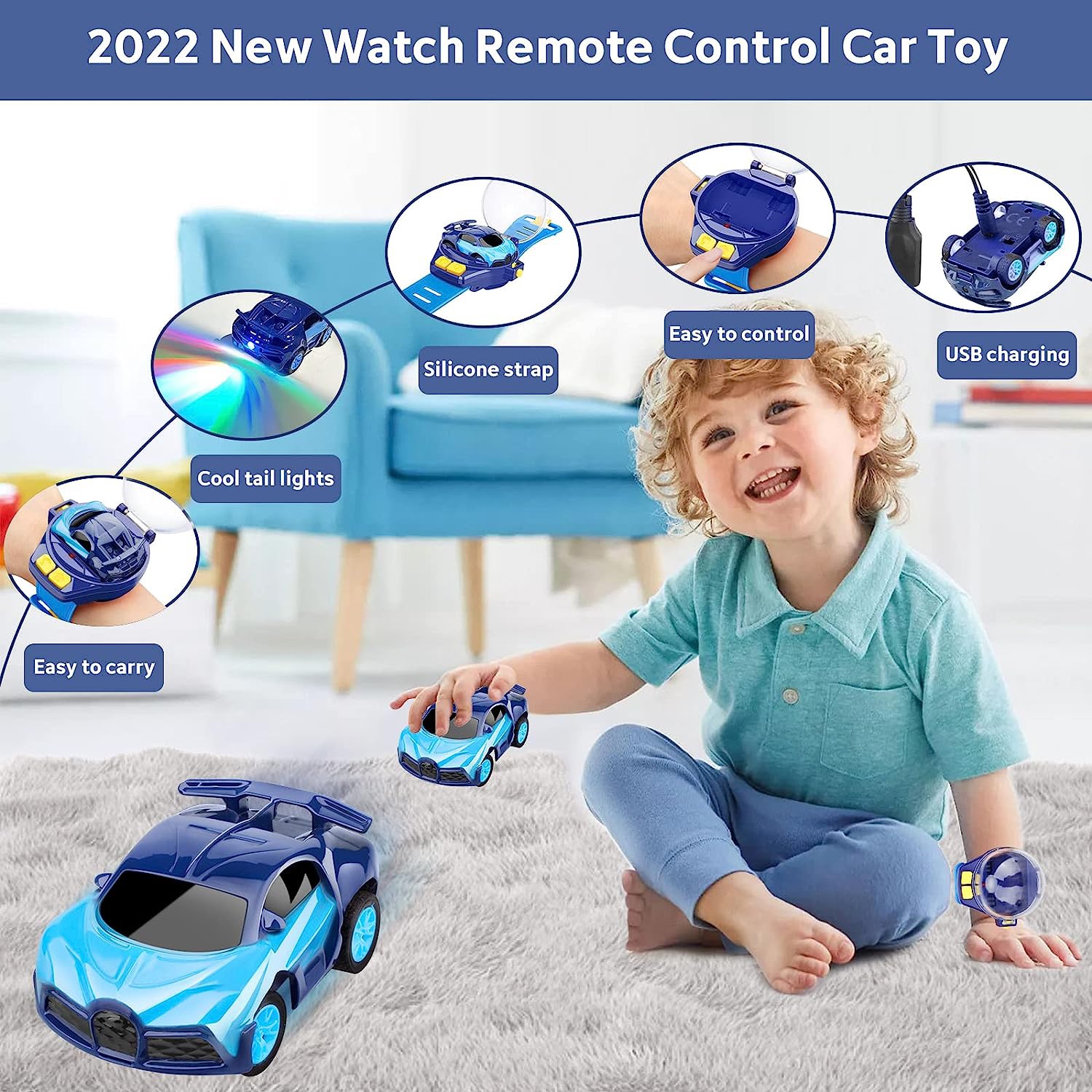 Watch Remote Control Car Toy for Kids with Dustproof Cover, Power Battle Watch Car Toys Racing Car Toy with USB Charging,2022 Mini Watch Remote...