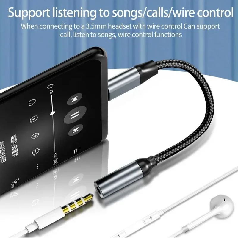USB Type C To 3.5mm Audio Jack Adapter Plug and Play For Wired Headphone USB C To 3.5mm Earphones Audio Cable Connector Adapter