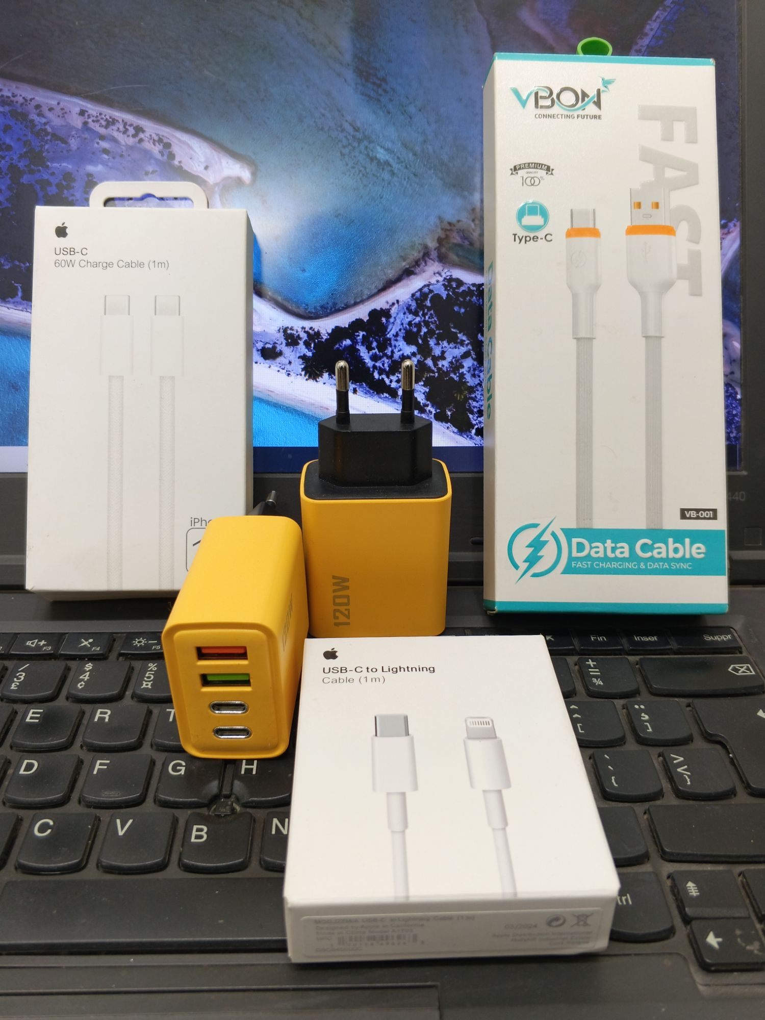 Ultra-Fast Dual PD + 2 USB Ports Power Adapter – Charge 2 Devices Simultaneously”