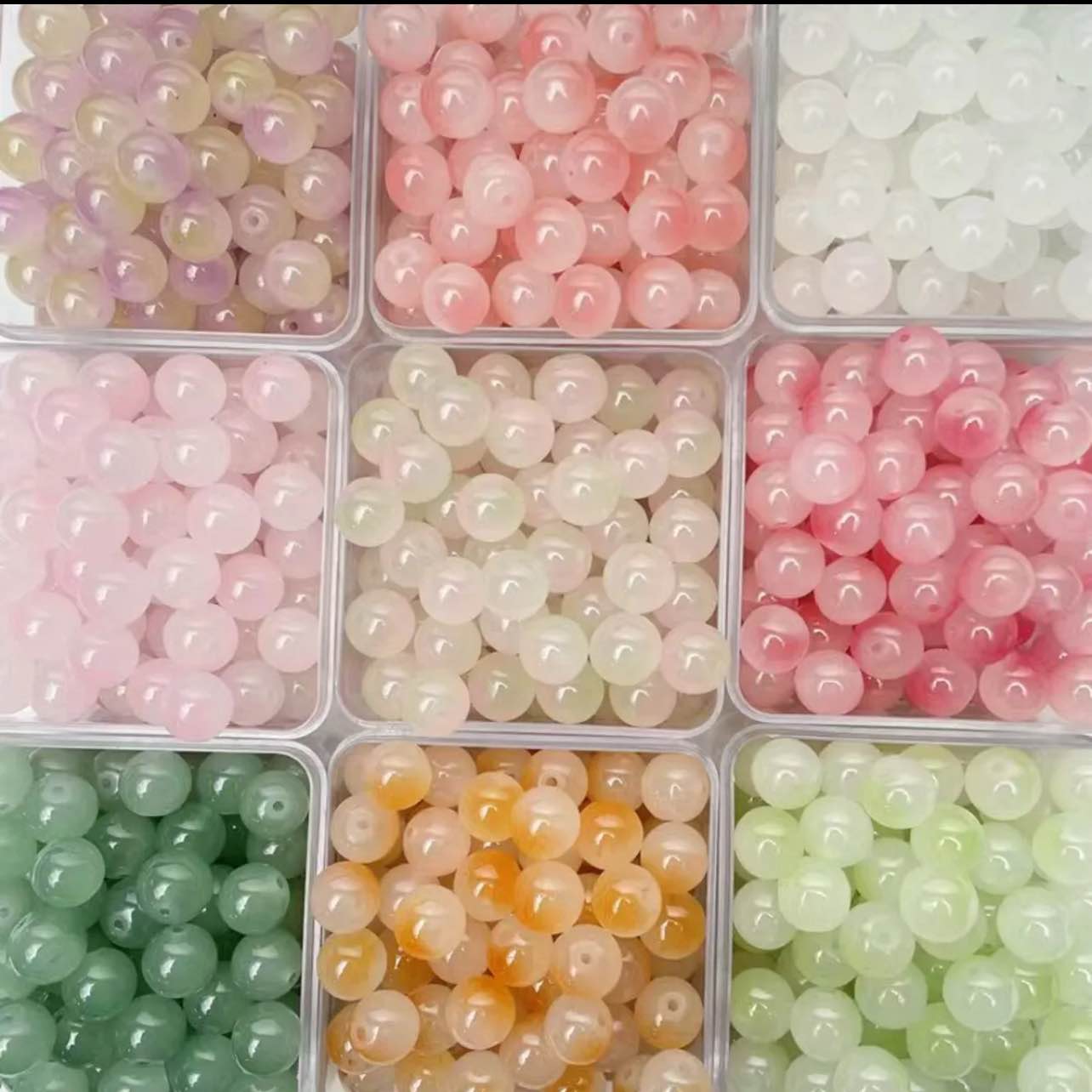 30/50/100pcs 6mm & 8mm Glass Jelly Solid Colored Imitation Jade Beads – DIY Jewelry Making Accessories, Bracelet & Necklace Craft Supplies