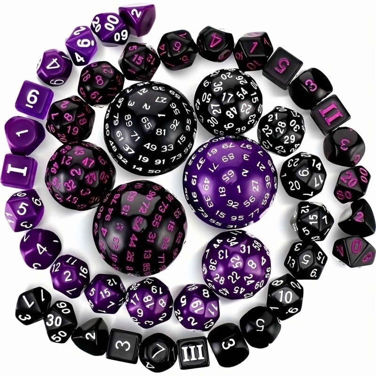 DND Polyhedron D3-D100 Dice Set (15 Pieces) for Roleplaying Tabletop Game with Drawstring Pouch