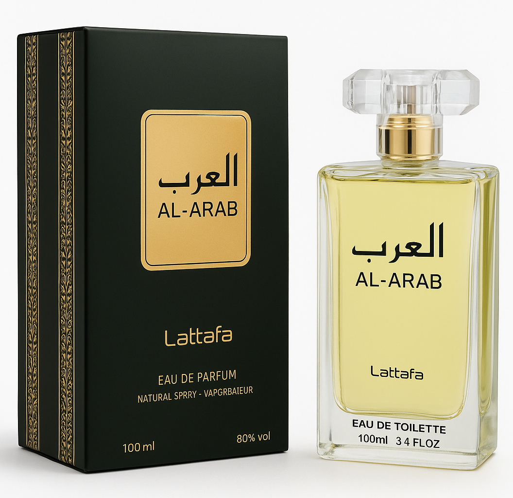 Al-Arab Eau de Parfum 100ml by Lattafa | Premium Arabic Long-Lasting Fragrance for Men | Elegant Crystal Cap Glass Bottle with Luxury Black & Gold Box | Ideal for Daily Wear, Special Occasions & Gifting